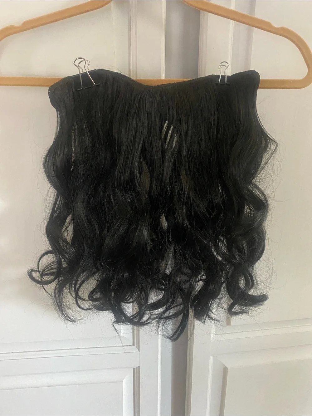 16 inch Black One Piece Clip-In Hair Extension Wavy High Quality natural
